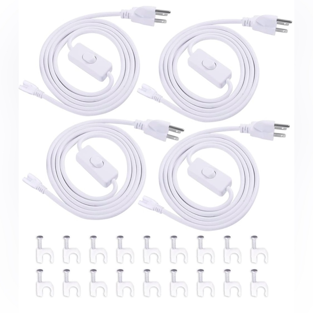 4 TRLIFE T5 T8 Power Cord, 6FT Long LED Light Cord with On/Off Switch, LED Wire